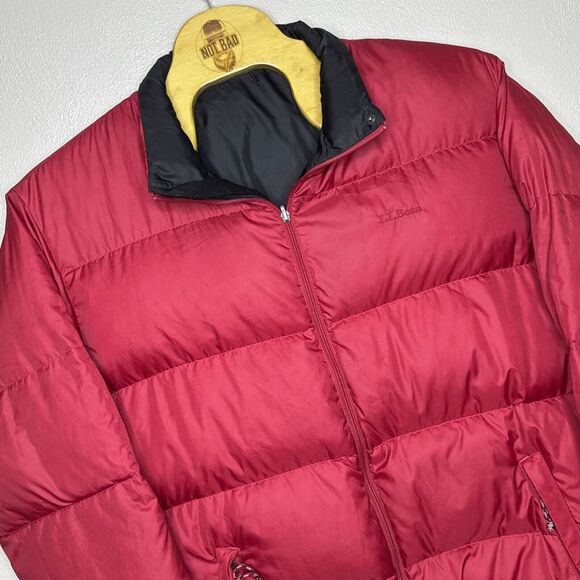 LL Bean Down Reversible Puffer Jacket Coat XXL Tall‎ Black Red Outdoor - Picture 1 of 10